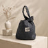 Nerakcos Black Knot Handle Denim Bucket Bag - front view