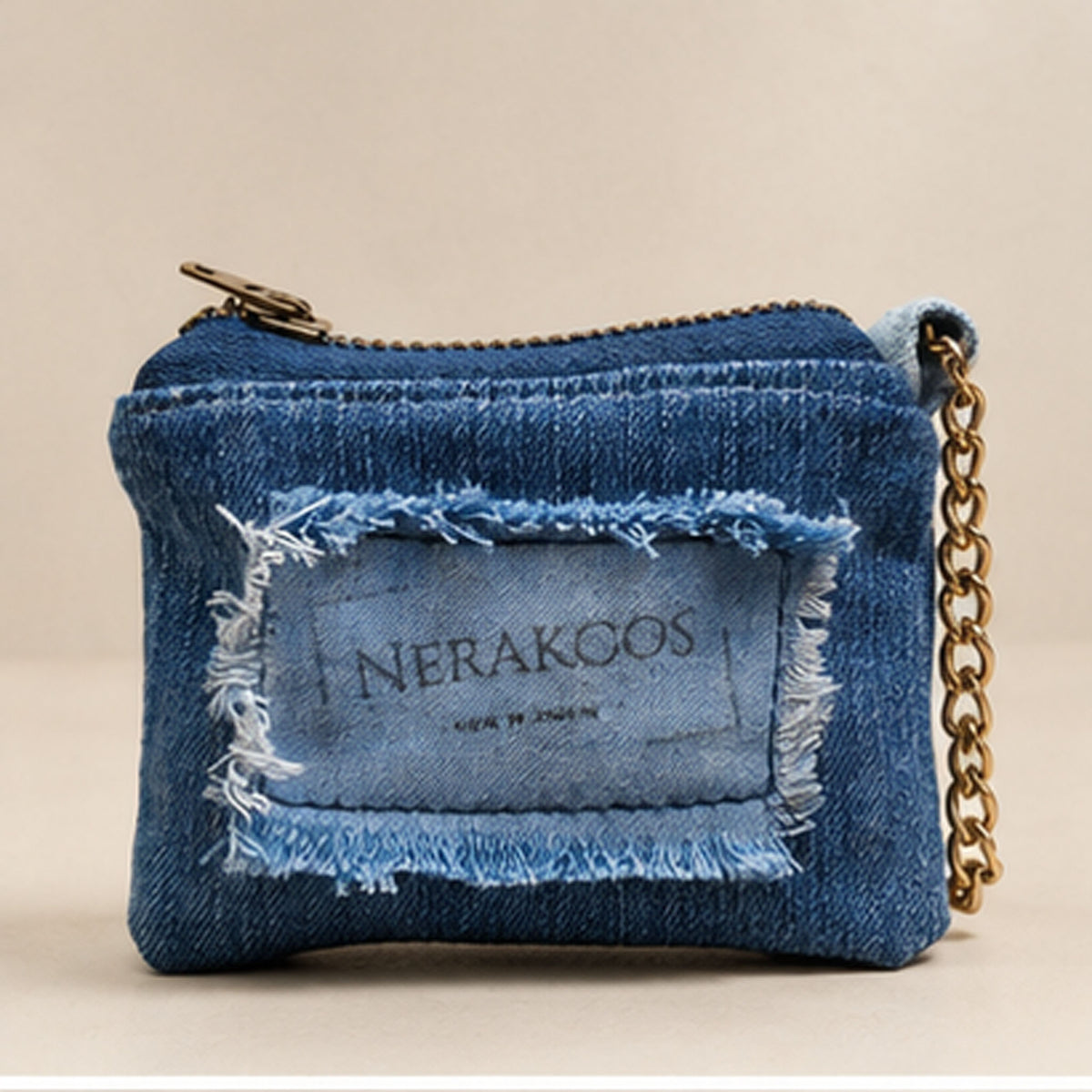 Nerakcos Upcycled Denim Chain Purse - interior view