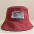 Upcycled Burgundy Denim Bucket Hat - top view