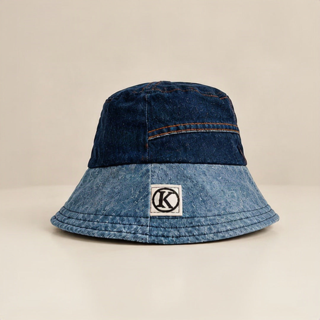 Upcycled Denim Bucket Hat - side view 1