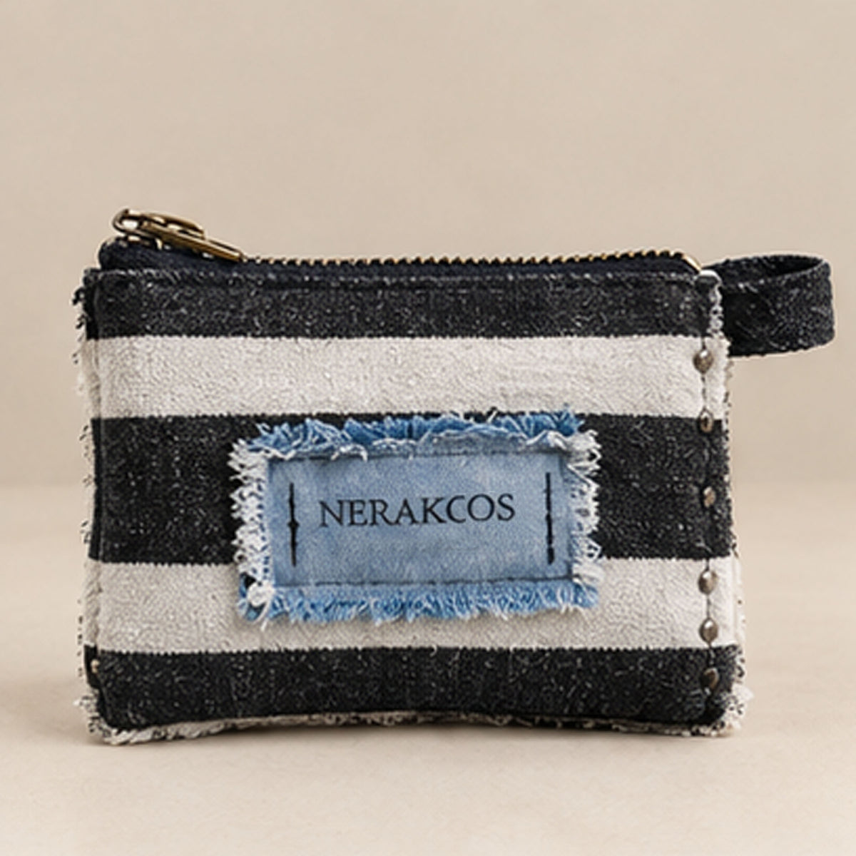 Nerakcos Black & Ivory Striped Zip Purse