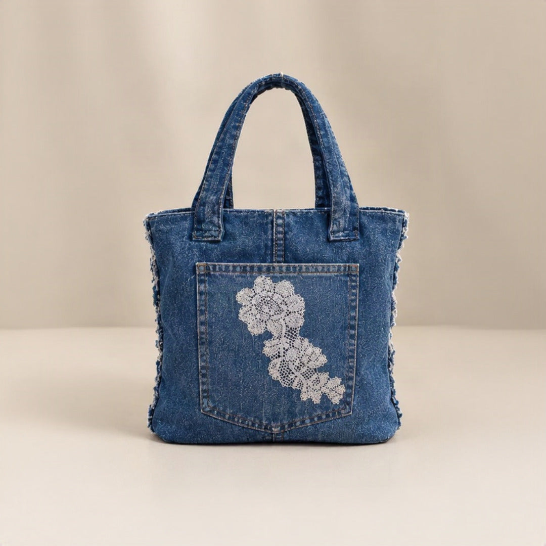Nerakcos Lace Tote Bag - lifestyle shot, woman carrying bag in desert town