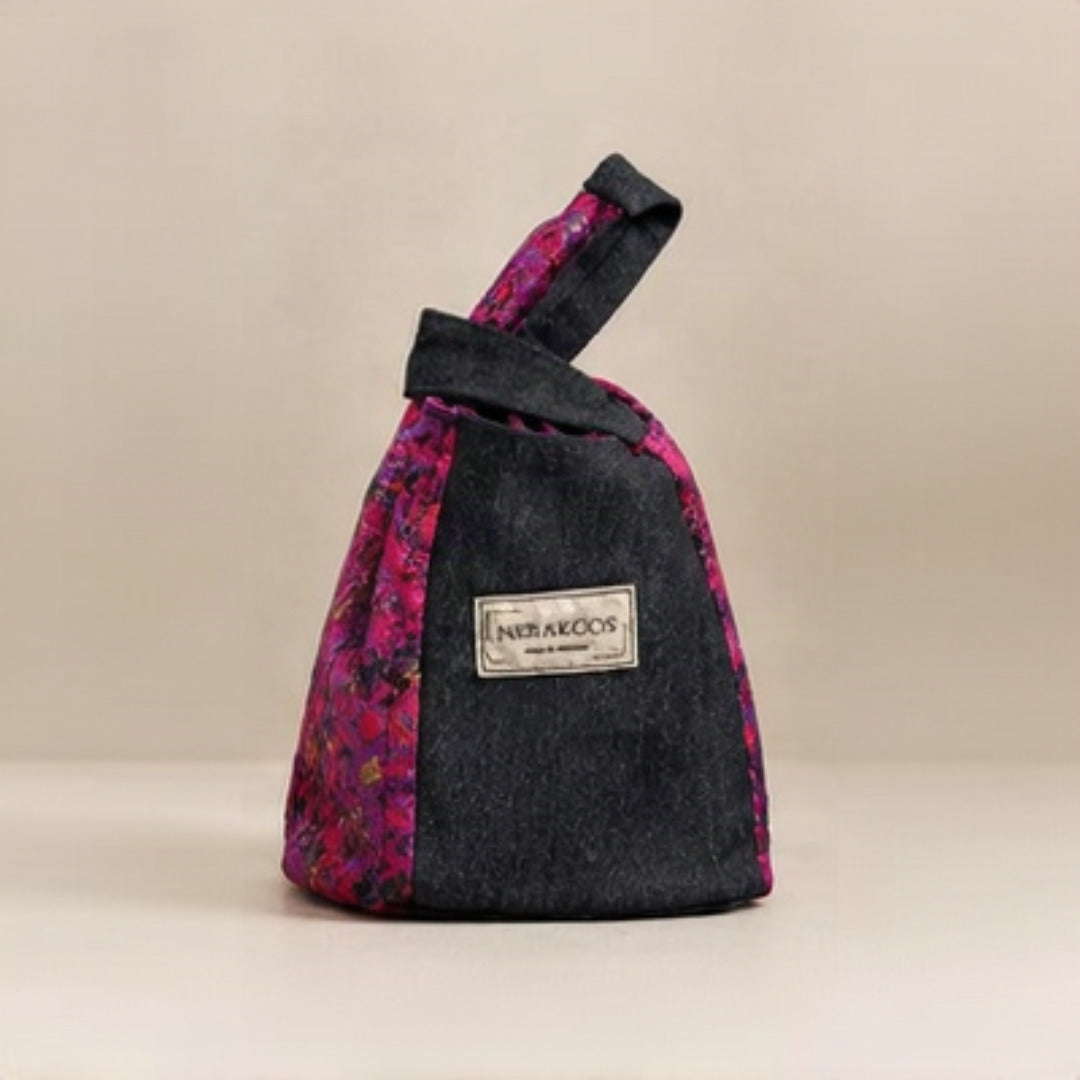 Nerakcos Floral Jacquard Knot Bag - front studio shot on neutral background