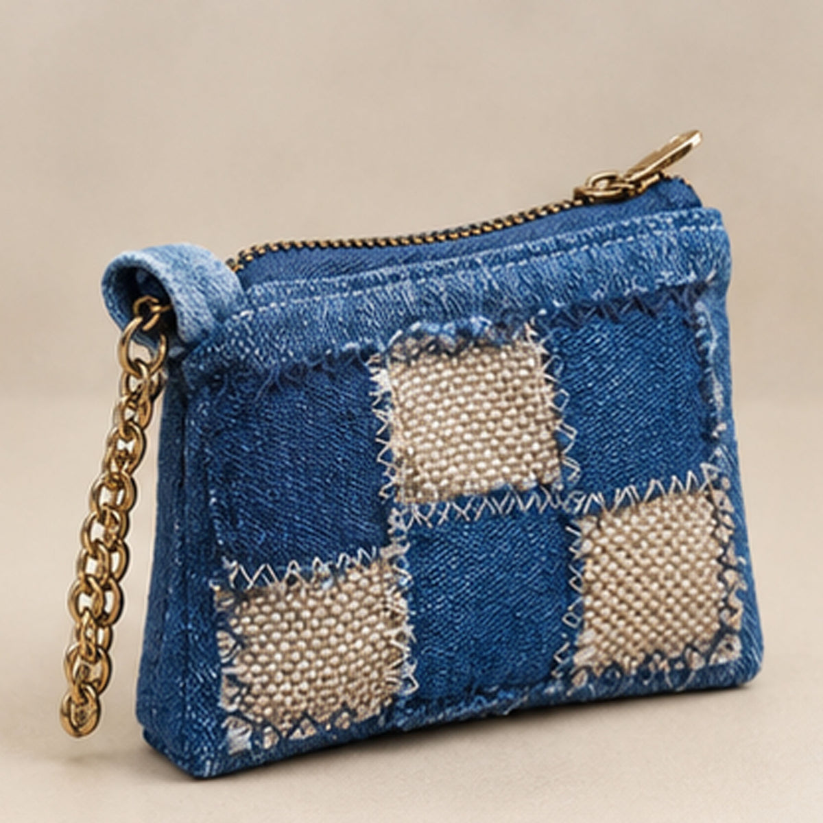 Nerakcos Upcycled Denim Patchwork Purse - interior view