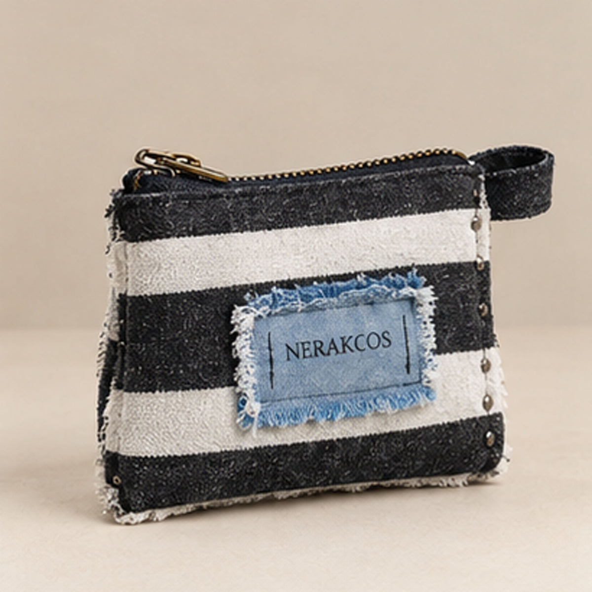 Nerakcos Black & Ivory Striped Zip Purse