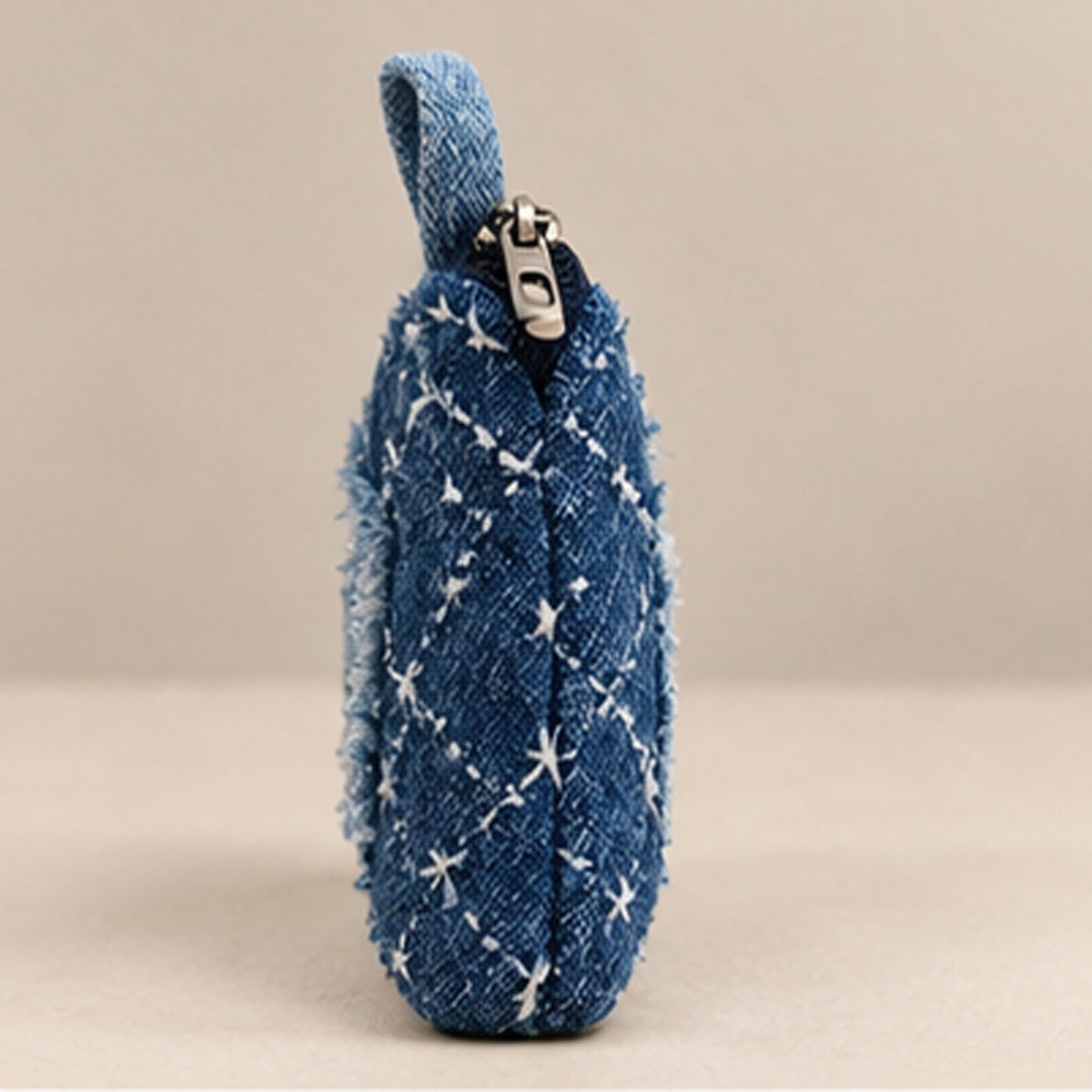 Nerakcos Blue Denim Star-Stitch Zip Purse