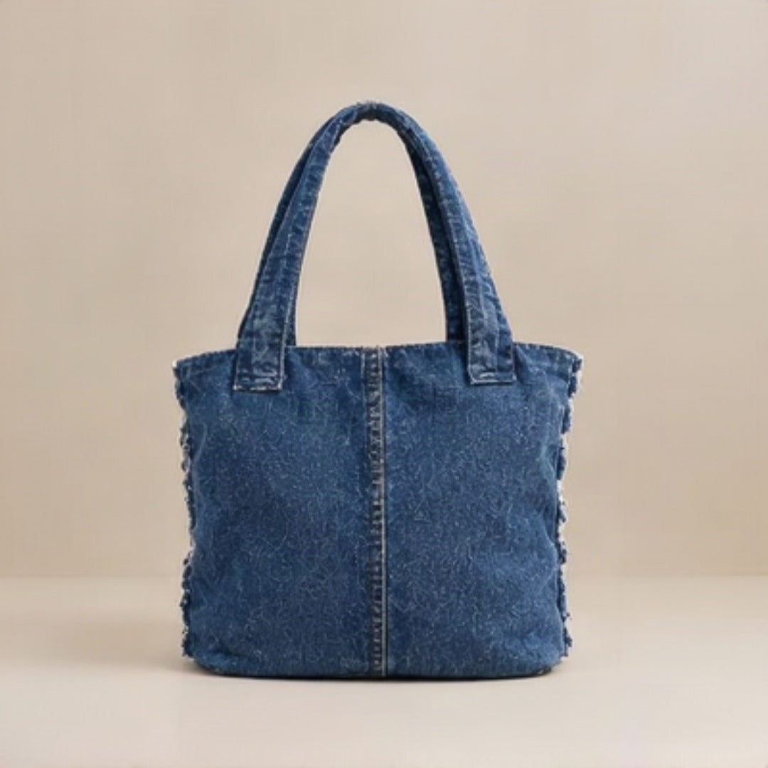 Nerakcos Lace Tote Bag - side view with lace pocket detail