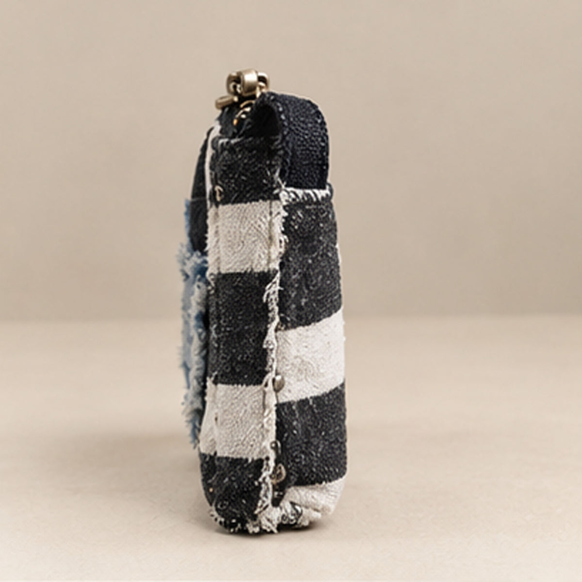 Nerakcos Black & Ivory Striped Zip Purse