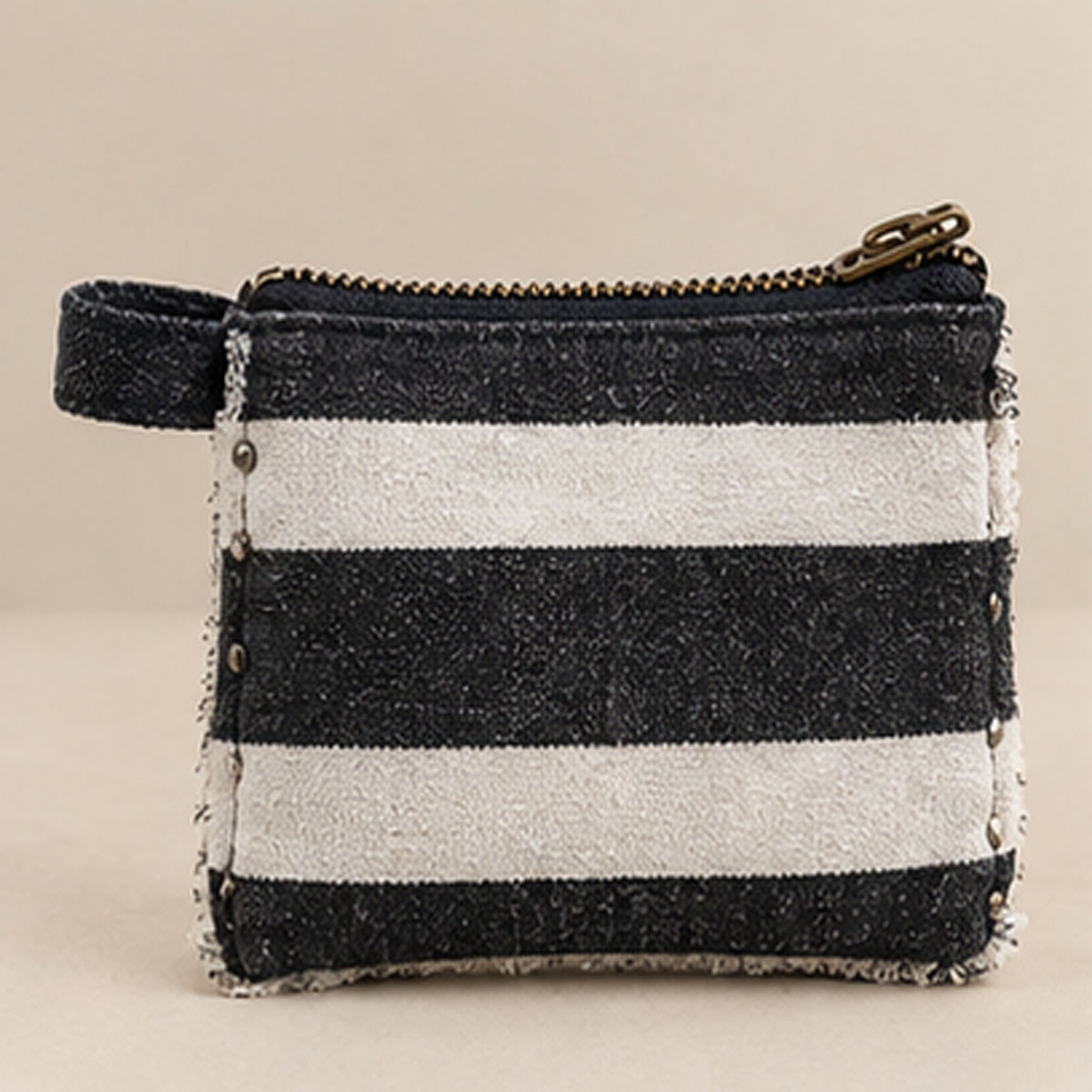 Nerakcos Black & Ivory Striped Zip Purse