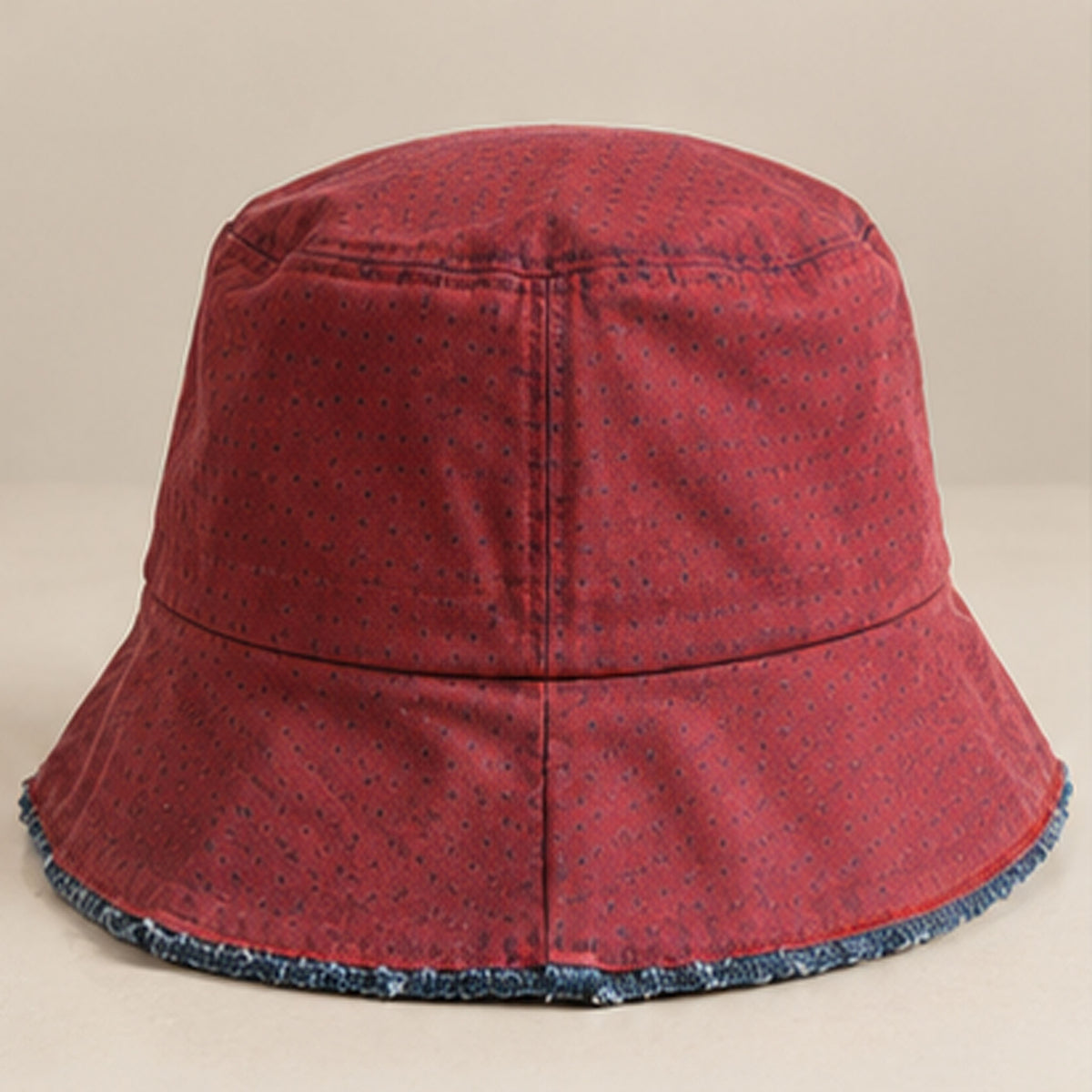 Upcycled Burgundy Denim Bucket Hat - side view 2