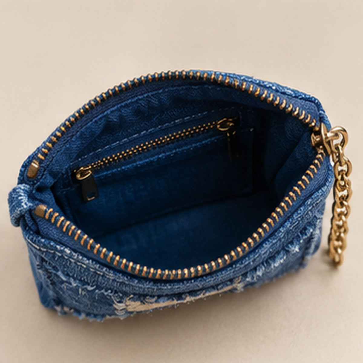 Nerakcos Upcycled Denim Patchwork Purse - detail view
