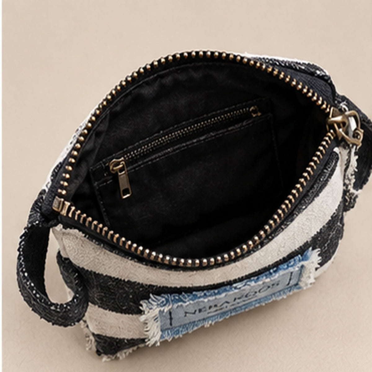 Nerakcos Black & Ivory Striped Zip Purse