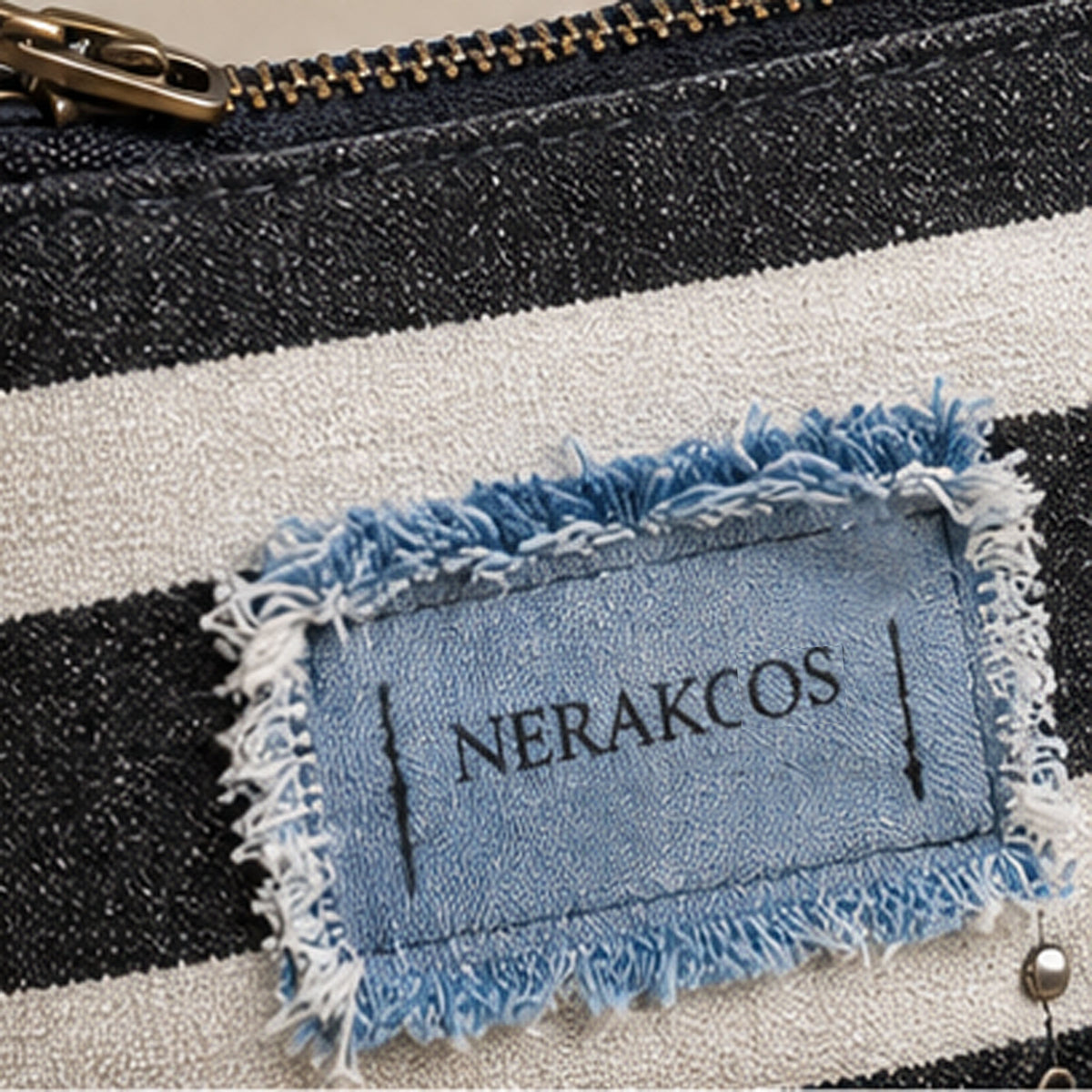 Nerakcos Black & Ivory Striped Zip Purse