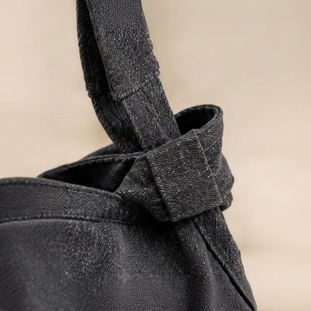 Nerakcos Black Denim Bucket Bag - lifestyle shot