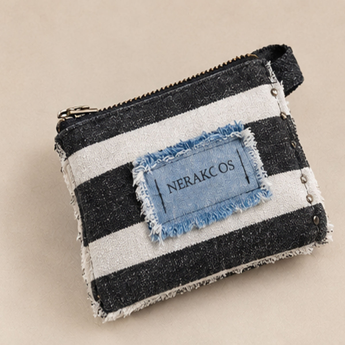 Nerakcos Black & Ivory Striped Zip Purse