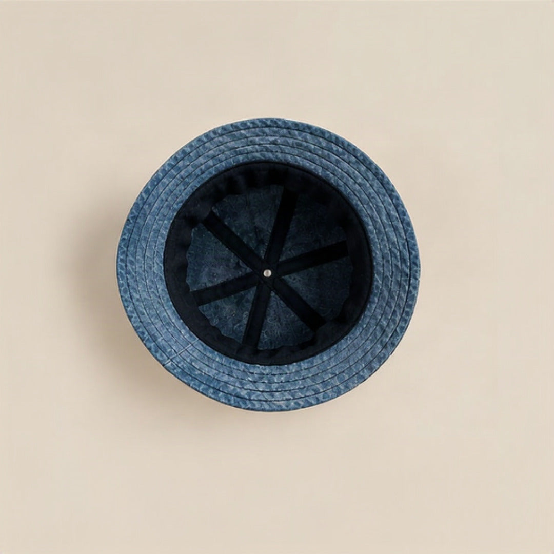 Upcycled Denim Bucket Hat - detail view