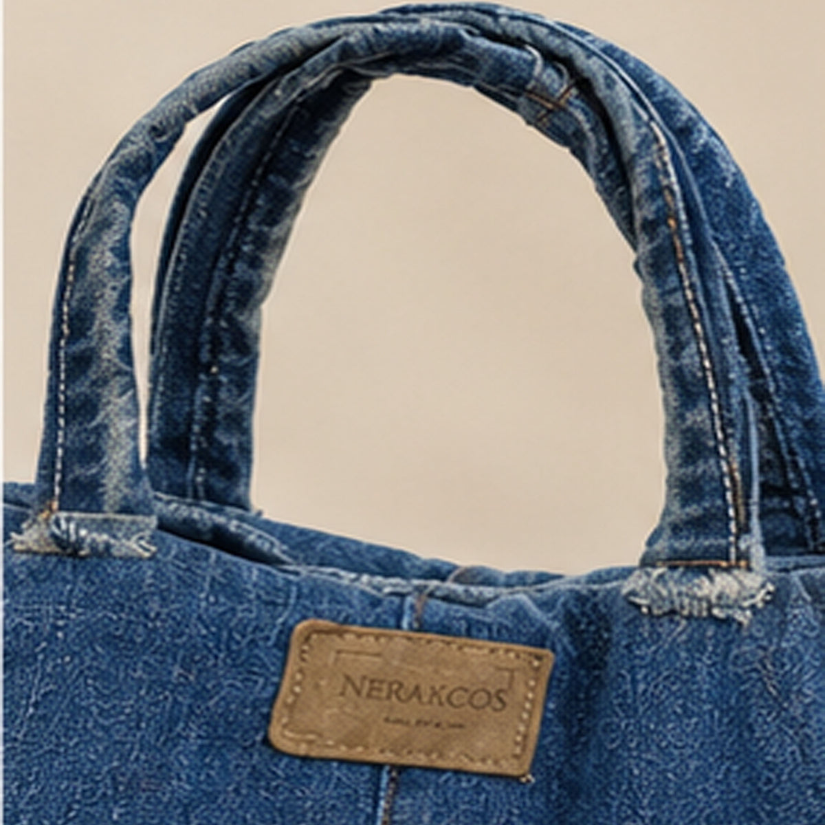 Nerakcos Blue Denim Tote Bag side view