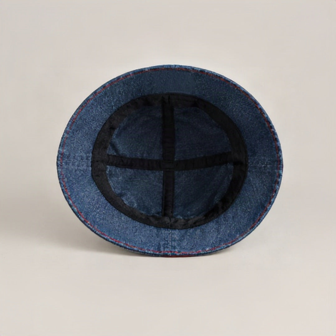 Nerakcos Blue Denim Bucket Hat detail close-up