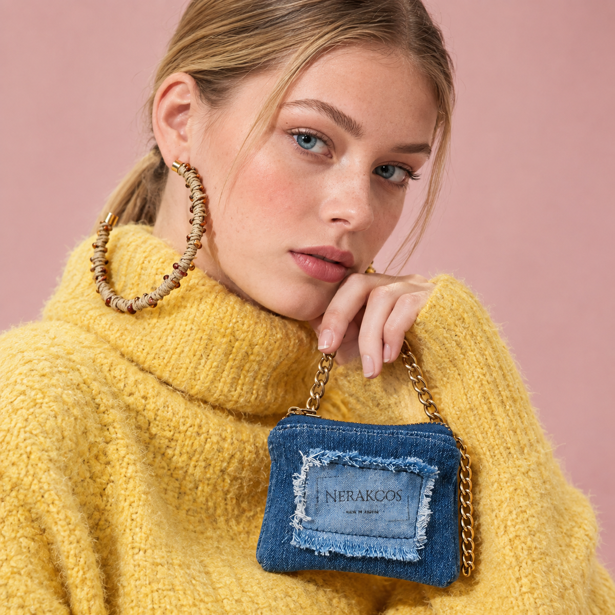 Nerakcos Denim Chain Purse - full view
